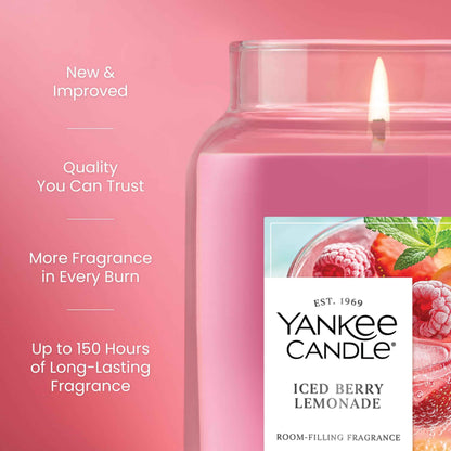 Yankee Candle Large Jar Scented Candle with up to 150 Hour Burn Time, Premium Plant Wax Blend for Cleaner Consistent Burn and Room Filling Fragrance, 22 oz, Iced Berry Lemonade 🍁 All In One Marketplace Canada