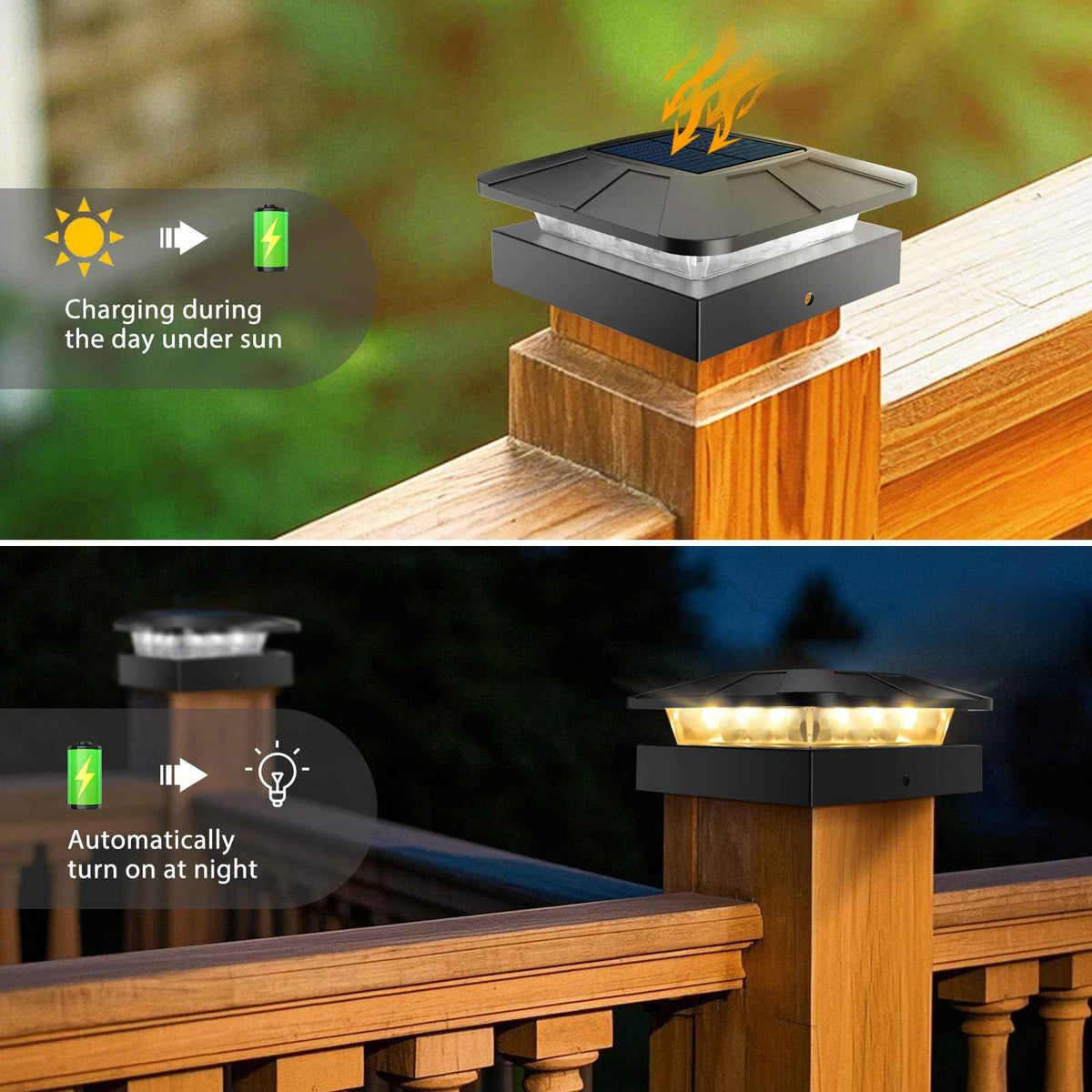 peasur 4x4 Solar Post Caps Lights, 3 Modes Fence Post Solar Lights for Outdoor Vinyl Wooden Posts, Waterproof Deck Post Solar Lights for Garden Porch, Black 4 Pack 🍁 All In One Marketplace Canada