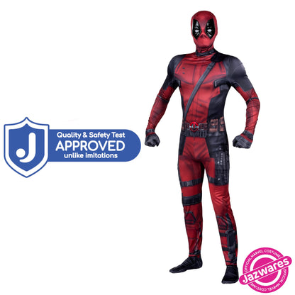 MARVEL Deadpool Official Adult Deluxe Zentai Halloween Costume - Stretch Spandex with Wrist Slits (L)