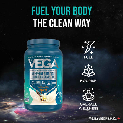 Vega Premium All-in-One Nutrition Protein Powder – 20g Plant-Based Vegan Protein, Vitamins & Probiotics, Vanilla Chai, 874g (18 Servings) 🍁 All In One Marketplace Canada