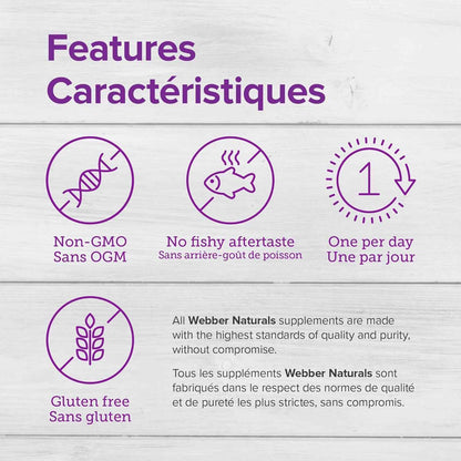 Webber Naturals Omega-3 900 mg Triple Strength, 80 Clear Enteric No Fishy Aftertaste Softgels, Supports Cardiovascular Health and Brain Function 🍁 All In One Marketplace Canada