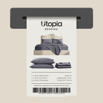 Utopia Bedding Full/Double Bed Sheets - 4 Piece Full Size Cooling Sheet Set - Hotel Luxury Soft Breathable Microfiber, Oeko-TEX, Deep Pocket Easy Fit & Care, Fade & Wrinkle Resistant, Grey 🍁 All In One Marketplace Canada