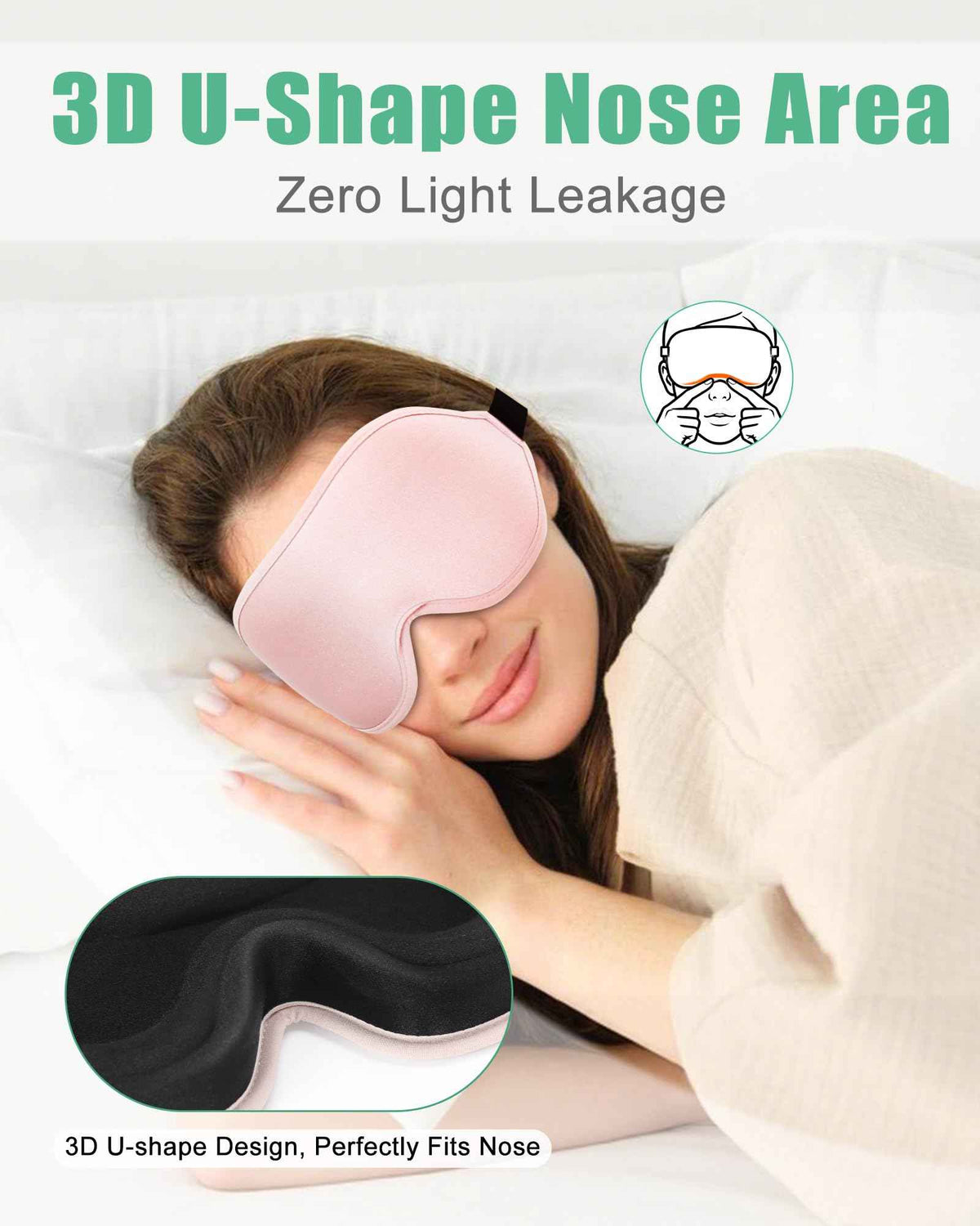 100% Blackout Sleep Mask for Women Men, 2 Packs 3D Contoured Eye Mask for Sleeping with Adjustable Strap, BeeVines Eye Mask for Eyelash Extensions Sleep Mask Blindfold, Soft Breathable Eye Shade Cover for Travel Yoga (Black & Pink)