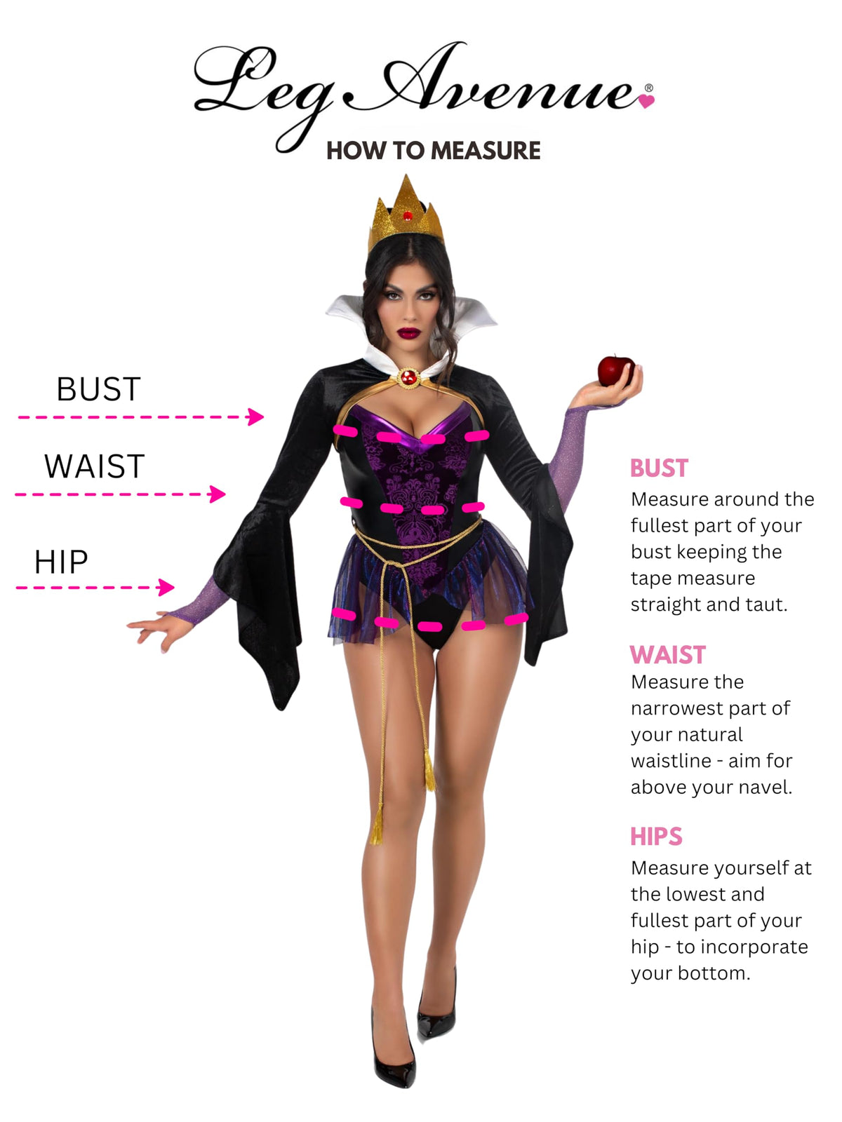 Leg Avenue Womens 4 Pc Poison Apple Queen Halloween Costume for Women, Black/Purple, Small