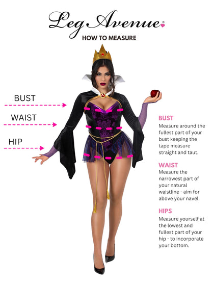 Leg Avenue Womens 4 Pc Poison Apple Queen Halloween Costume for Women, Black/Purple, X-Small
