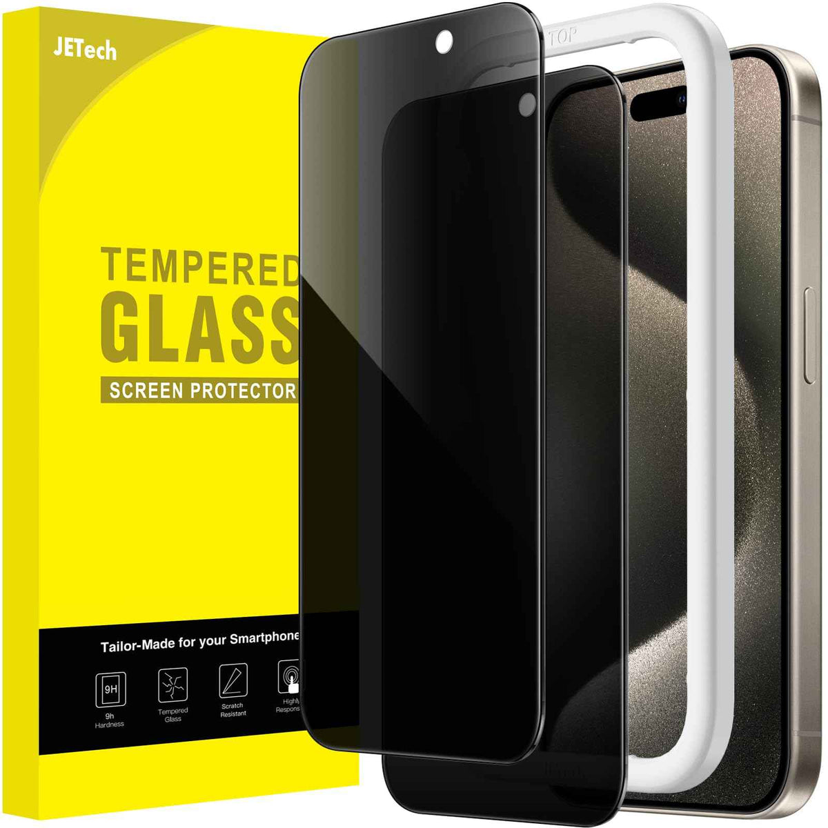 JETech Privacy Screen Protector for iPhone 15 Pro Max 6.7-Inch, Anti-Spy Tempered Glass Film with Easy Installation Tool, 2-Pack 🍁 All In One Marketplace Canada