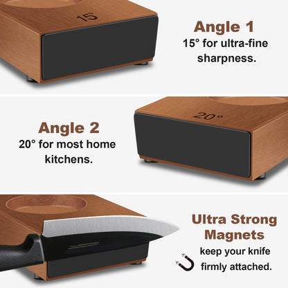 Abardi Rolling Knife Sharpener, Knife Sharpening with Diamonds Made Easy, Knife Sharpeners Kit with 15 & 20 Degree Magnetic Angle, Kitchen Gadgets Birthday Gifts for Men Dad Husband Fathers (Walnut) ﻿ 🍁 All In One Marketplace Canada
