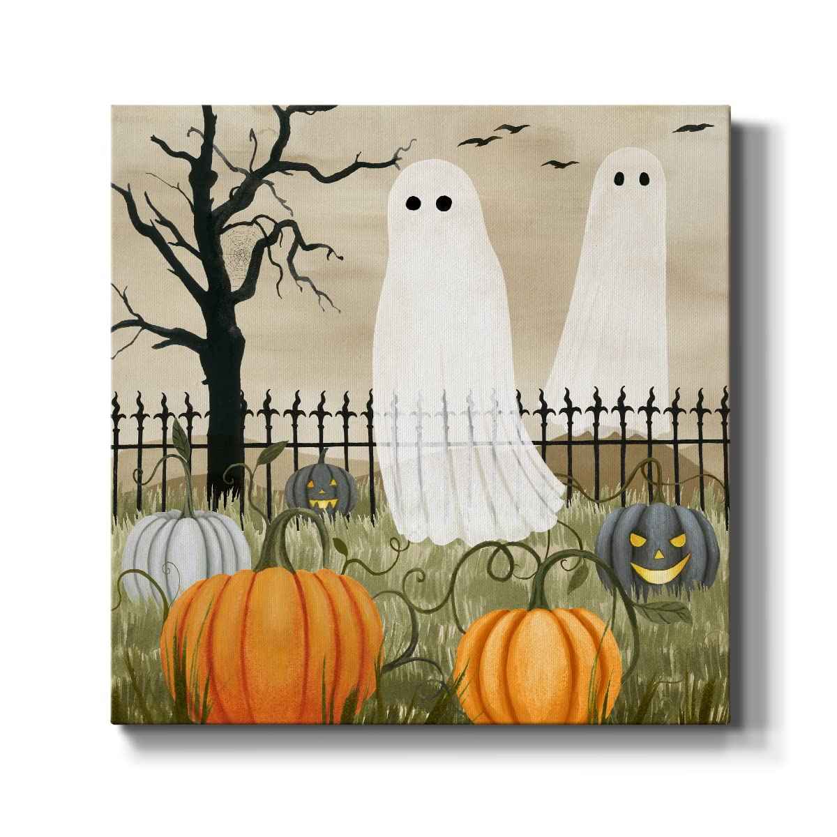 Renditions Gallery Modern Canvas Wall Art Pictures for Office Decorations Halloween Hunted Pumpkin Patch Premium Wall Hanging Wooden Artwork for Livingroom Kitchen Paintings - 24"X24" LT508