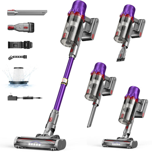 Cordless Vacuum Cleaner for Home - Powerful Stick Vacuum with HEPA Filter, 55Min Runtime,LED Light, Anti-Tangle Brush,Detachable Battery,Lightweight Vacuum for Pet Hair,Carpets & Hard Floors 🍁 All In One Marketplace Canada