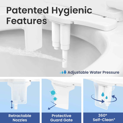 LUXE Bidet NEO 320 Plus - Warm Water, Dual Nozzle, Non-Electric Bidet Attachment for Toilet Seat, Patented Slide-in Install, 360° Self-Clean, EZ-Lift to Clean, Feminine & Rear Wash (Chrome) 🍁 All In One Marketplace Canada