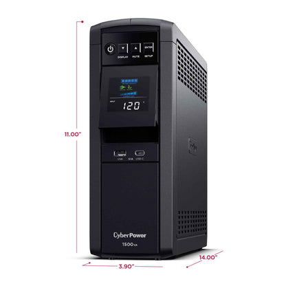 CyberPower CP1500PFCLCD PFC Sinewave UPS System, 1500VA/1000W, 12 Outlets, AVR, Mini Tower, Black 🍁 All In One Marketplace Canada