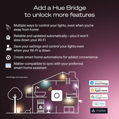 Philips Hue Smart LED A19 Bulb, White and Color Ambiance, E26 Base, 9.5W, Full Spectrum Light 1000K-20000K, 1100 Lumens, Dimmable, Works with Alexa, Google Assistant, and Apple Home, 1 Pack 🍁 All In One Marketplace Canada