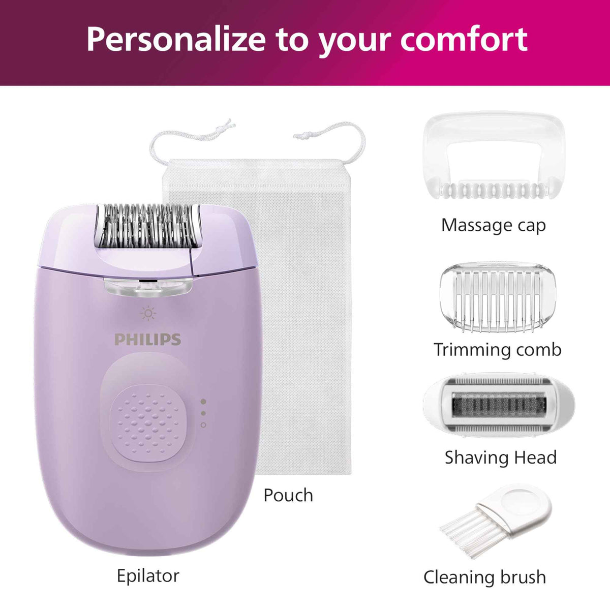 Philips Epilator Series 4000, 3-in-1 with Shaver and Trimming Attachments for Women, LED Light, 2 Speed Settings, 4 Accessories, BRE257/04 🍁 All In One Marketplace Canada