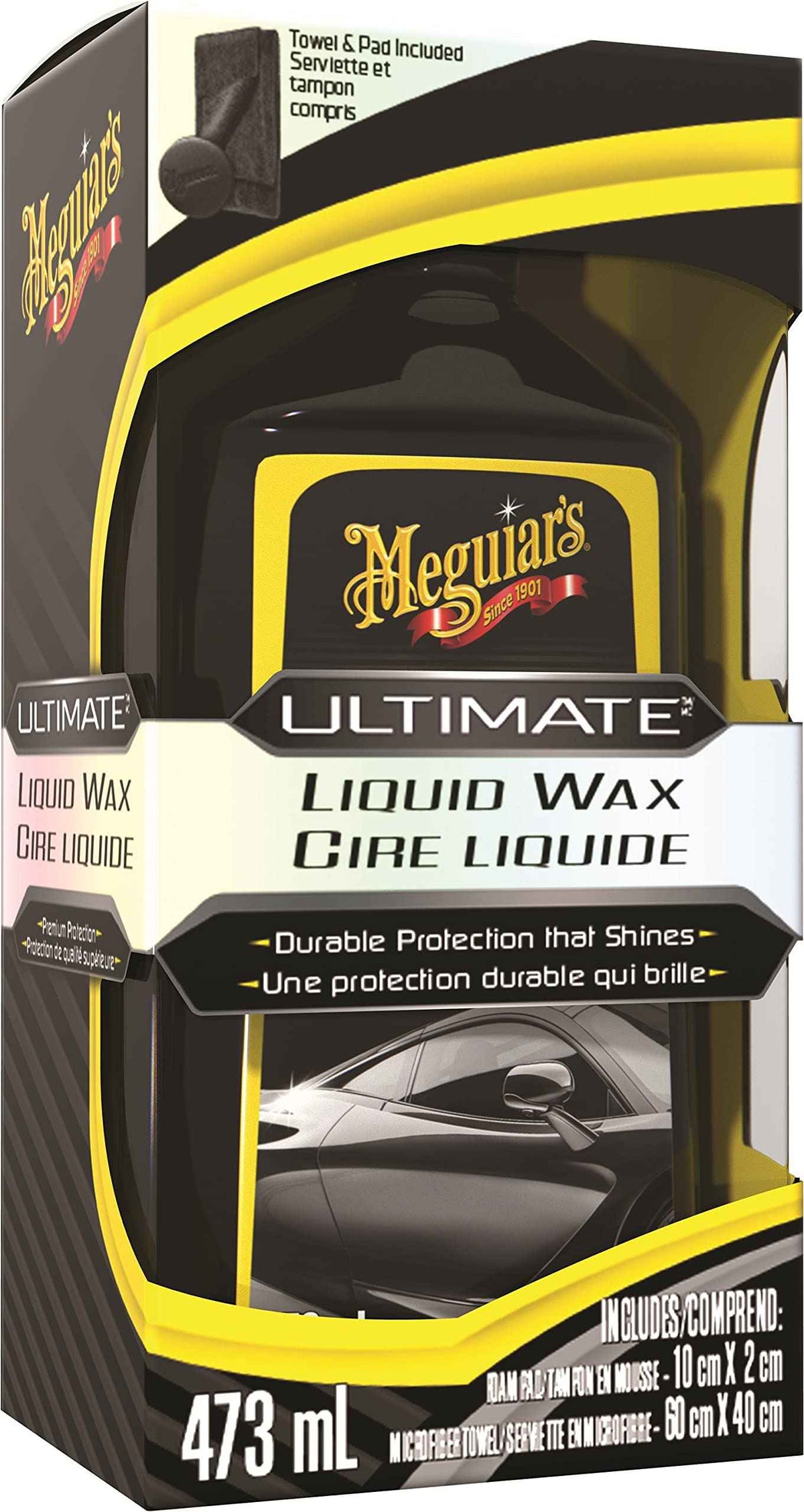 Meguiar's Ultimate Liquid Wax, Improved Liquid Car Wax Formula for Durable Protection that Shines, Premium Towel and Applicator Pad Car Accessories Included, 16 Oz Bottle 🍁 All In One Marketplace Canada
