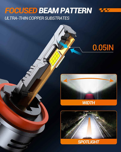 SEALIGHT 2026 Upgraded H11 H8 H9 H16 LED Headlight Bulbs, 1:1 Design 60,000LM 1000% Brighter H11 LED Bulb, 6500K Cool White, Plug and Play Halogen Replacement, Non-polarity, Pack of 2 🍁 All In One Marketplace Canada