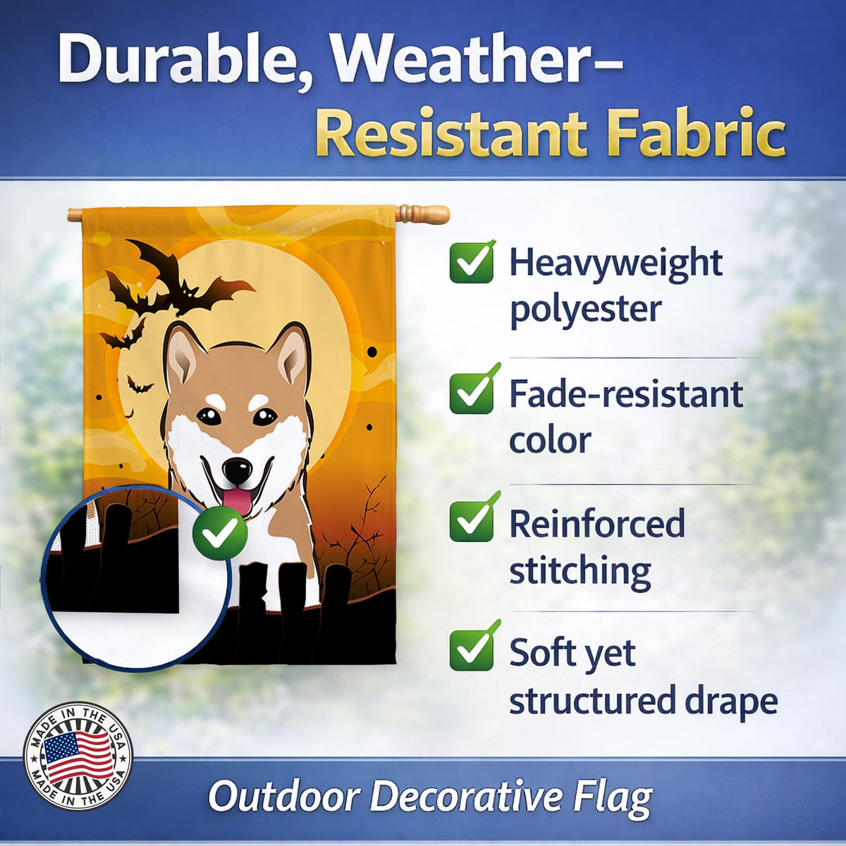Caroline's Treasures BB1783CHF Halloween Shiba Inu Canvas House Size Flag, Multicolor, Large