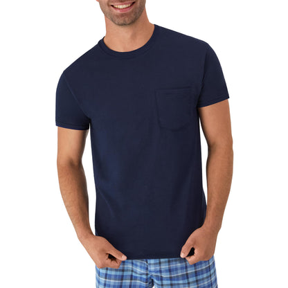 Hanes Men's Pocket Undershirt Pack, Cotton Crew Neck T-Shirt, Moisture Wicking Tee, Assorted 6-Pack, Grey Heather, Black, Hiker Green Heather, White, Navy, Blue Heather, X-Large 🍁 All In One Marketplace Canada