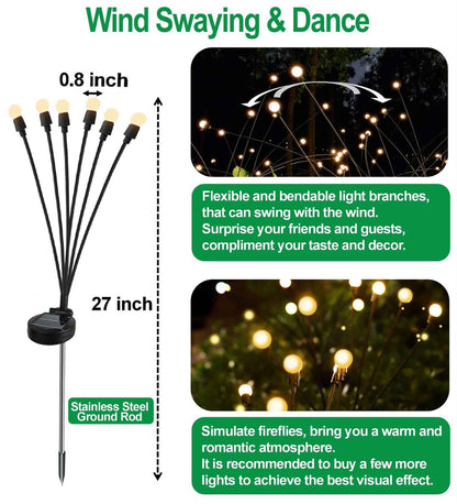 SIOTMERA 4Count Solar Lights Outdoor Waterproof IPX5, Solar Garden Lights, Wind Swaying Firefly Lights, Christmas Lights Outdoor, for Yard Lawn Pathway Decoration Lighting, 6LED WarmYellow 🍁 All In One Marketplace Canada