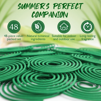 SCENTORINI Citronella Incense, Citronella Coils with Coil Holder, 48 Pcs, Suitable for Summer Home Outdoor Use, Pool Side, Patio, Porches, Courtyards, Farms, Garden Planting Area 🍁 All In One Marketplace Canada
