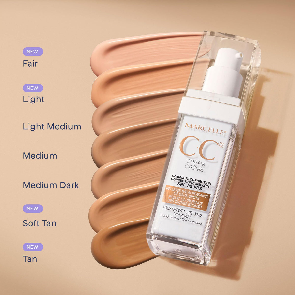 Marcelle CC Cream SPF 35, Light, 12-in-1 Tinted Moisturizer, Complete Coverage & Correction, Hypoallergenic, Fragrance-Free, Paraben-Free, Oil-Free, Non-Comedogenic, Vegan, Cruelty-Free, 30 mL 🍁 All In One Marketplace Canada