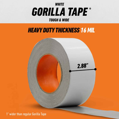 Gorilla Tough & Wide Utility Tape, Duct Tape, 2.8 in x 25 yd, White 🍁 All In One Marketplace Canada