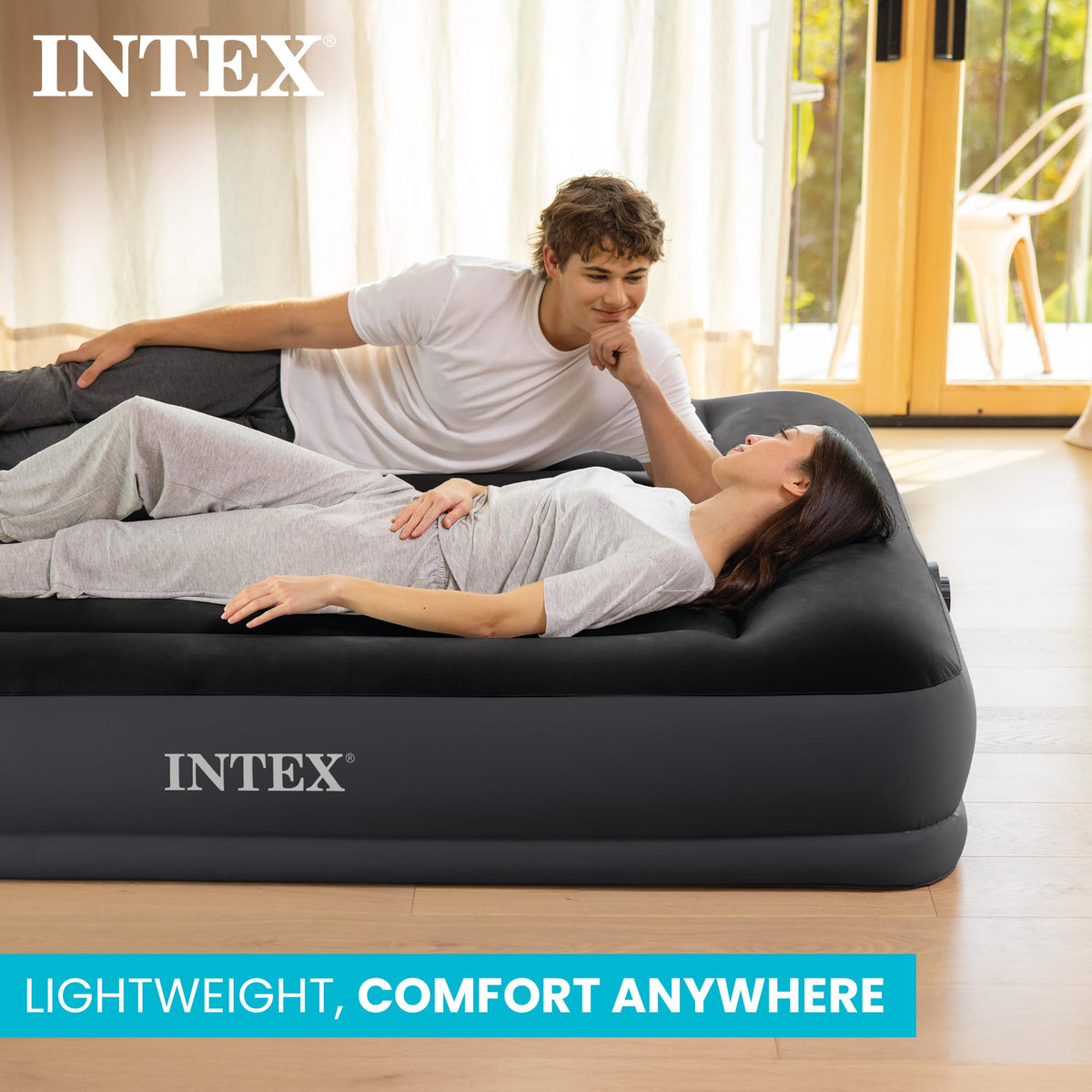 INTEX 64145ED Dura-Beam Standard Pillow Rest Air Mattress: Fiber-Tech – Twin Size – Built-in Electric Pump – 10in Bed Height – 300lb Weight Capacity 🍁 All In One Marketplace Canada