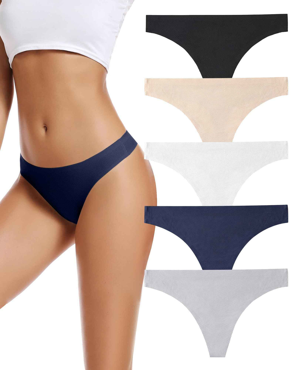 VOENXE Seamless Women Underwear Thongs,No Show Ladies Panties,Breathable Active Sports Thong,Invisible Workout Undies 5 Pack 🍁 All In One Marketplace Canada