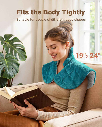 iDOO Graphene Heat Wrap Electric Pad for Neck Shoulder, Fathers Day Gift Ideas for Women Mom Her, Portable Weighted Heated 19"X24" (Blue) 🍁 All In One Marketplace Canada