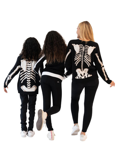 Blizzard Bay Women's Halloween Crew Neck, Long Sleeve, Sweater, Black Skeleton, Medium