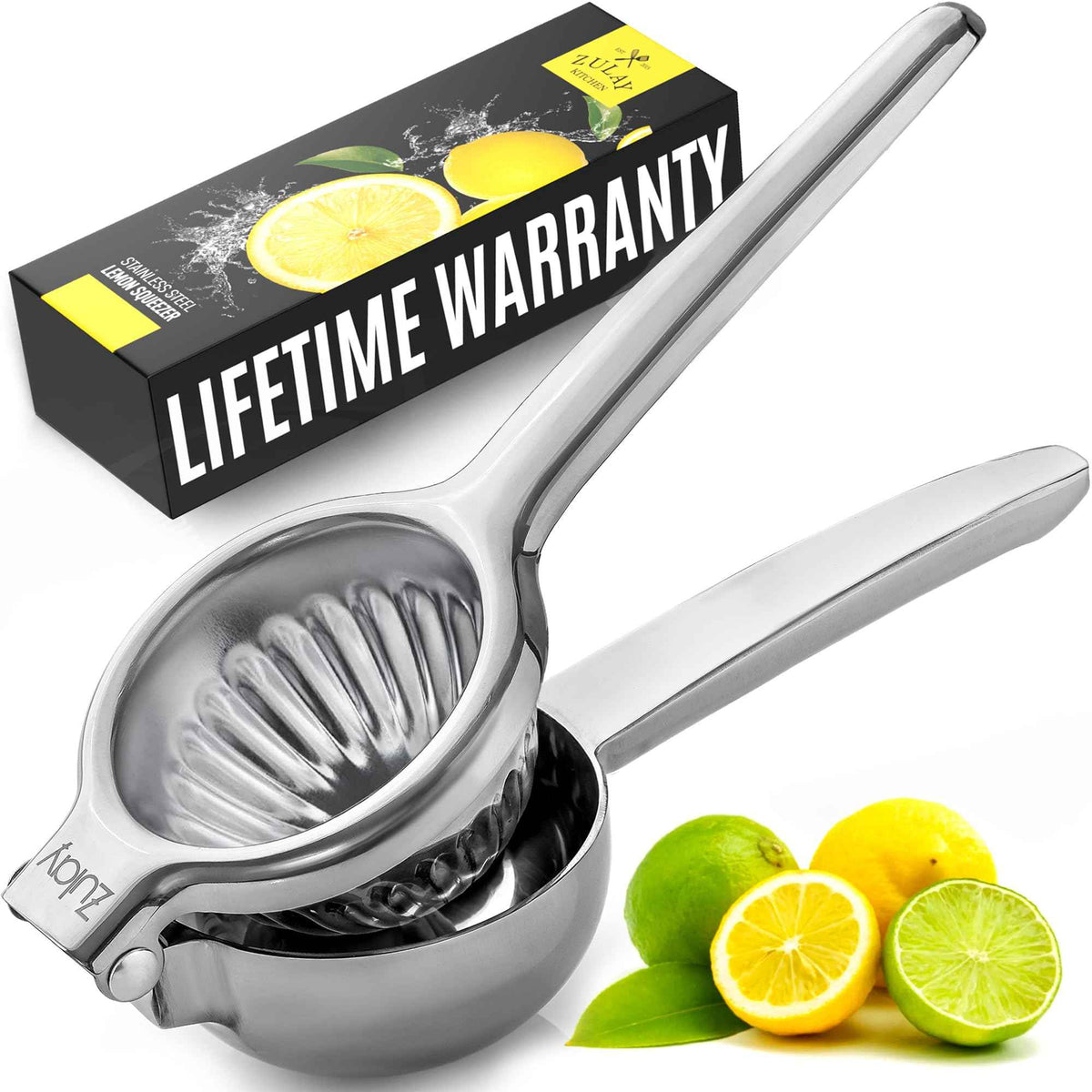 Zulay Large Lemon Squeezer Stainless Steel - Easy Squeeze Manual Heavy Duty Lemon Juicer Hand Press - Ergonomic Citrus Squeezer & Fruit Juicer for Small Oranges, Lemons, & Limes - Stainless Steel 🍁 All In One Marketplace Canada