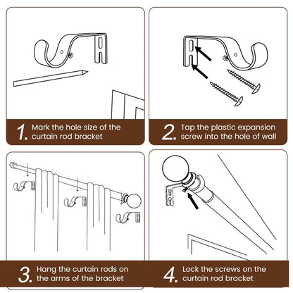 2 Pack Curtain rod for Windows 48 to 84 Inch, 5/8 Inch Small Matte Black Outdoor adjustable Curtain Rods with brackets for Bedroom, Bathroom, Living room, Kitchen, Patio, cafe 🍁 All In One Marketplace Canada