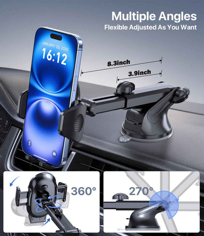 Miracase [2026 Upgraded Strong Military Grade Suction Cup] Car Phone Holder for Cars Dashboard Windscreen Air Vent Desk, 4 in 1 Mobile Phone Mount Automobile Cradle Stand for All Smartphones 🍁 All In One Marketplace Canada