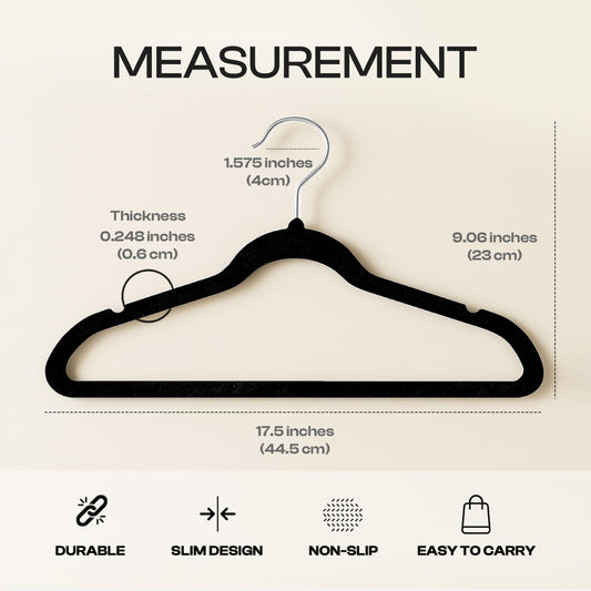 Utopia Home Velvet Hangers 30 Pack, Heavy Duty, Non-Slip, Space Saving Felt Clothes Hangers with 360° Hook & Notches (Black) 🍁 All In One Marketplace Canada