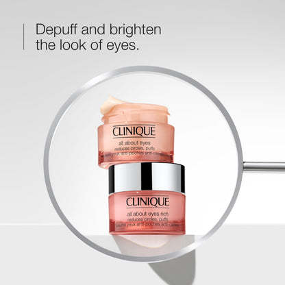 Clinique All About Eyes Rich Eye Cream For Dark Circles With Hyaluronic Acid | Hydrating, Brightening + Depuffing , Mini Travel Size, 15ml 🍁 All In One Marketplace Canada