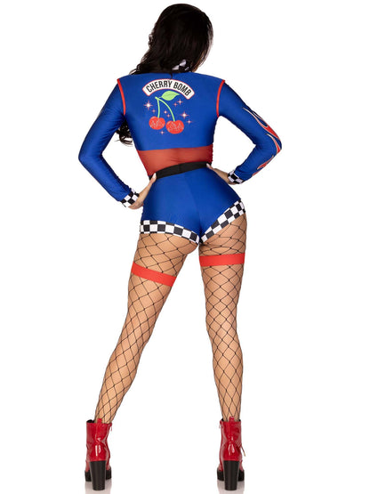Leg Avenue Women’s 2 PC Cherry Bomb Racer Halloween Costume with Flame Detail, MEDIUM