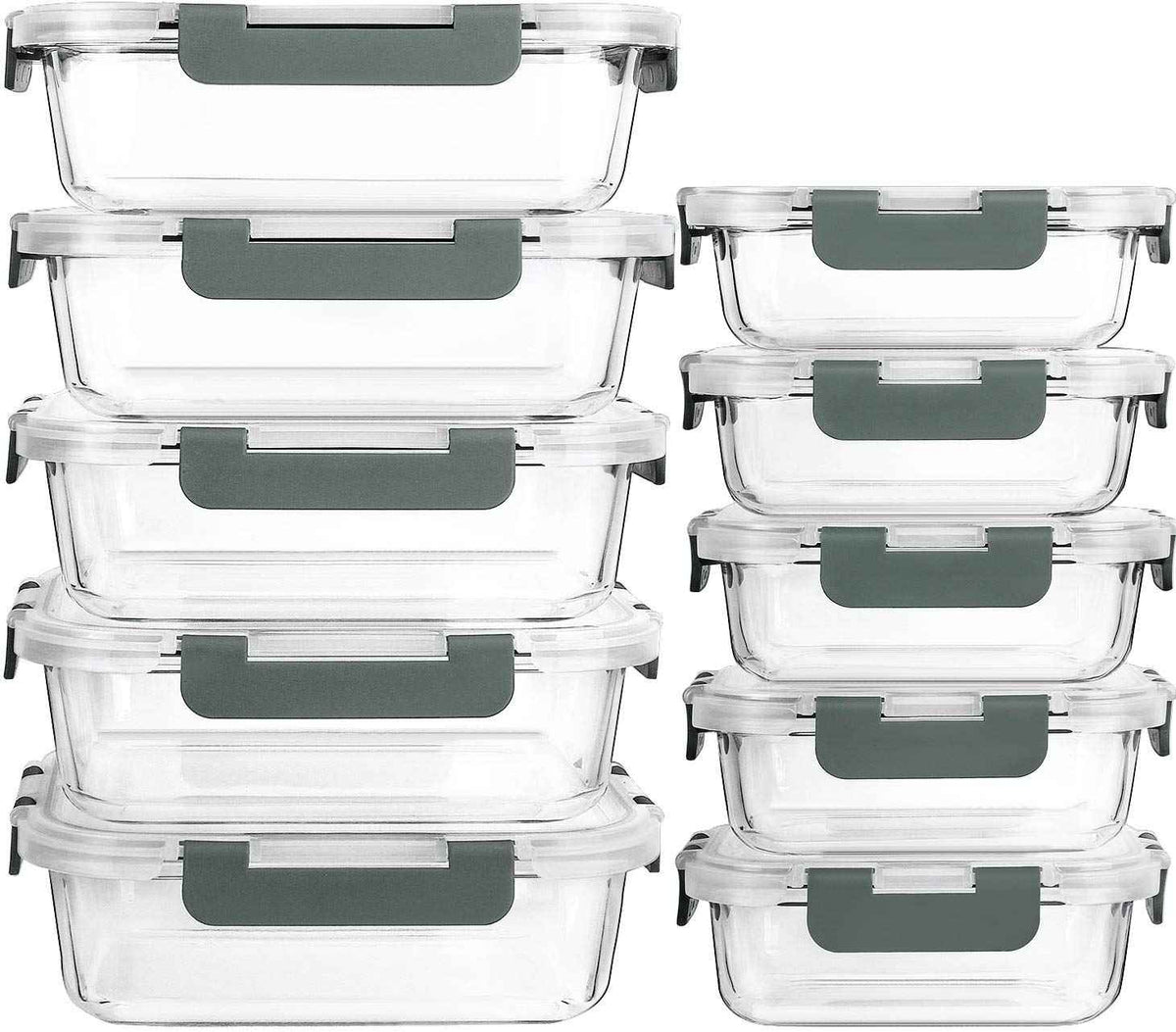 [10-Pack] MCIRCO Glass Meal Prep Containers With Lids, Food Storage With Snap Locking Lids, Airtight Lunch Boxes, Microwave, Oven, Freezer and Dishwasher Safe 🍁 All In One Marketplace Canada