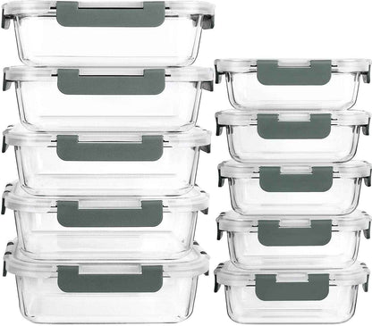 [10-Pack] MCIRCO Glass Meal Prep Containers With Lids, Food Storage With Snap Locking Lids, Airtight Lunch Boxes, Microwave, Oven, Freezer and Dishwasher Safe 🍁 All In One Marketplace Canada