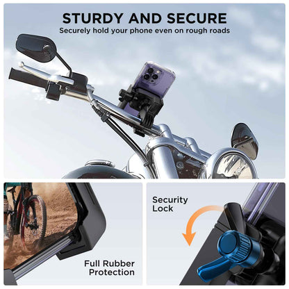 Miracase Bike Motorcycle Phone Holder, [1s Quick Lock] Bicycle Phone Mount Handlebar Cell Phone Clamp for Scooter, Compatible with iPhone Samsung Google 🍁 All In One Marketplace Canada