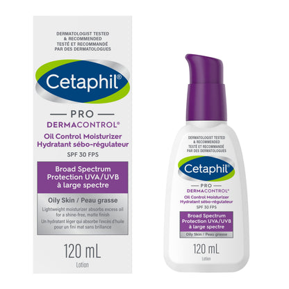 Cetaphil PRO DermaControl Face Sunscreen SPF 30, Oil Control Moisturizer for Oily Sensitive Skin, Broad Spectrum Matte Finish with Zinc Complex, Dermatologist Recommended, 120ml 🍁 All In One Marketplace Canada
