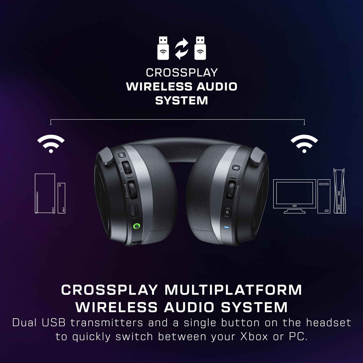 Turtle Beach Stealth 700 Wireless Multiplatform Gaming Headset for Xbox Series X|S, Xbox One, PC, PS5, PS4, & Mobile – 60mm Speakers, A.I. Noise-Cancelling Mic, Bluetooth, 80-Hr Battery – Black 🍁 All In One Marketplace Canada