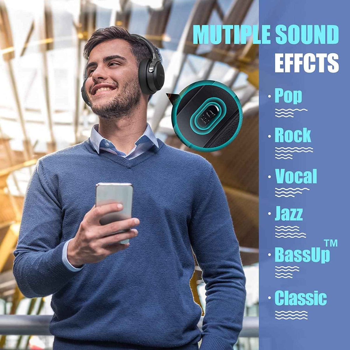 BERIBES Bluetooth Headphones Over Ear,65H Playtime and 6 EQ Modes Wireless Headphones with Microphone,Immersive Bass,HiFi Stereo,Foldable Lightweight Headset with Built-in HD Mic for Cellphone/PC/Ect. 🍁 All In One Marketplace Canada