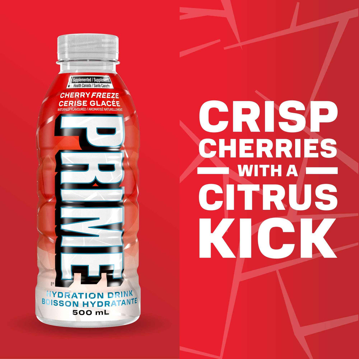 PRIME Hydration CHERRY FREEZE | Sports Drinks | Electrolyte Enhanced | B Vitamins | Antioxidants | 2g of Sugar | 500 mL | 12 Pack 🍁 All In One Marketplace Canada
