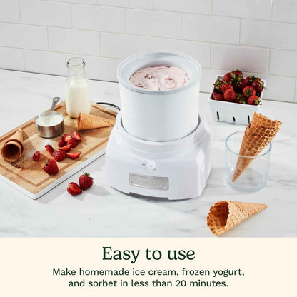 Cuisinart Ice Cream Maker Machine, 1.5 Quart Sorbet, Frozen Yogurt Maker, Double Insulated, White (ICE-21C) 🍁 All In One Marketplace Canada