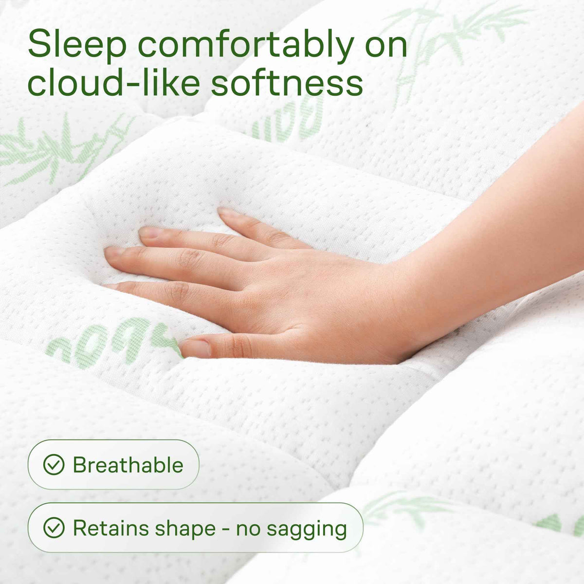 Bamboo Mattress Topper Double/Full Size - Thick Cooling Breathable Pillow Top Mattress Pad for Back Pain Relief - Deep Pocket Topper Fits 8-20 Inches (54x75 Inches, White) 🍁 All In One Marketplace Canada