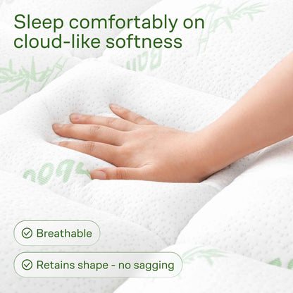 Bamboo Mattress Topper Double/Full Size - Thick Cooling Breathable Pillow Top Mattress Pad for Back Pain Relief - Deep Pocket Topper Fits 8-20 Inches (54x75 Inches, Green) 🍁 All In One Marketplace Canada