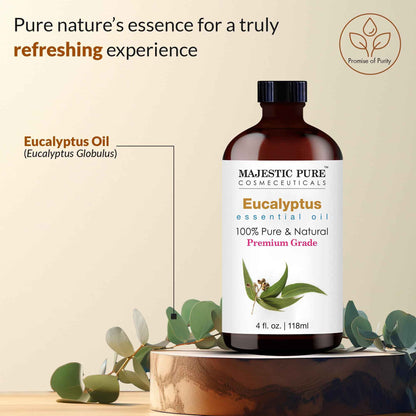 Majestic Pure Eucalyptus Essential Oil - Huge 118 ml - 100% Pure and Natural Oil for Soap Making Scent- Premium Grade with Glass Dropper 🍁 All In One Marketplace Canada