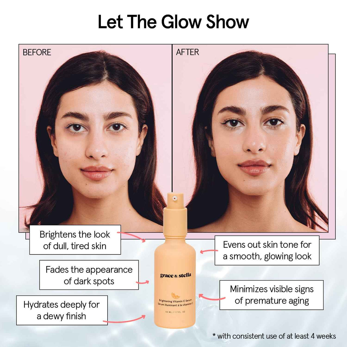 grace & stella Vitain C Serum (50ml /1.7 fl oz) - Brightening Vitamin C Face Serum with Hyaluronic Acid - To Reduce Dullness & Dark Spots - Vegan Skincare 🍁 All In One Marketplace Canada