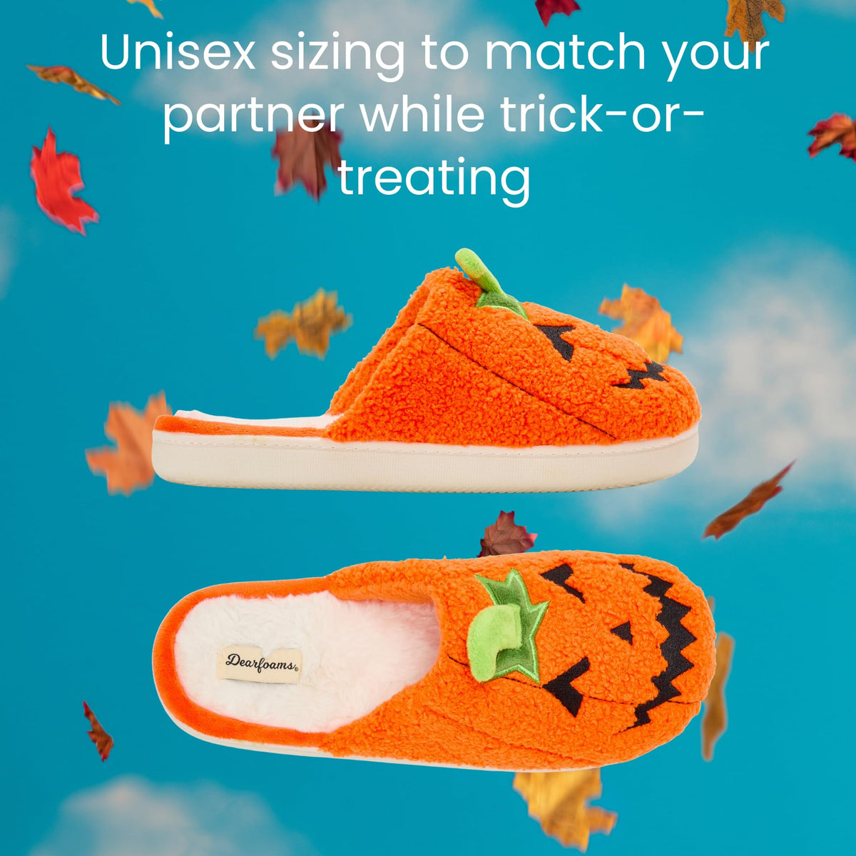 Dearfoams Unisex-Adult Spooky Fuzzy Halloween Pumpkin Jack O Lantern Slipper, Jack O Lantern, 13-14 Women/11-12 Men