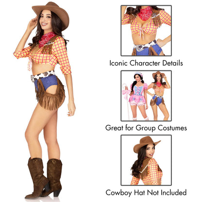 Leg Avenue Women’s 5 PC Playful Cowboy Halloween Costume with Red Bandana, XS