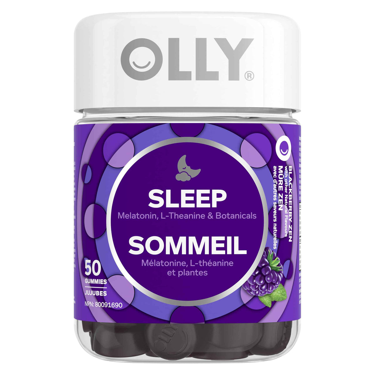 OLLY Sleep Gummy Supplement helps promote a healthy sleep cycle Blackberry Zen with melatonin, L-Theanine & botanicals 25 day Supply, 50 gummies 🍁 All In One Marketplace Canada